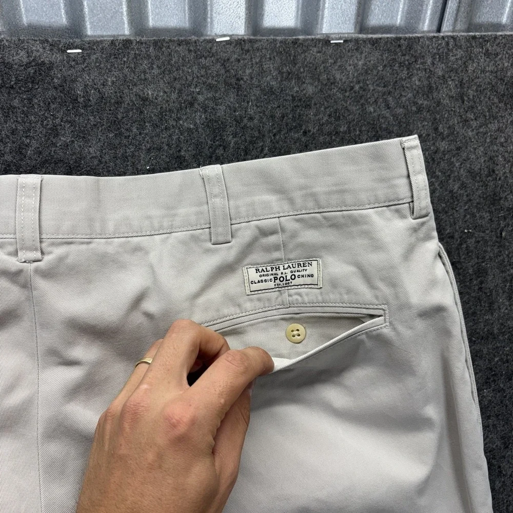 Vintage Polo Ralph Lauren Andrew Pants Mens 38x30 Pleated Chino Beige Preppy 90s